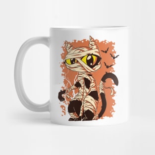 Mummy Cat Funny Halloween Cartoon Design Mug